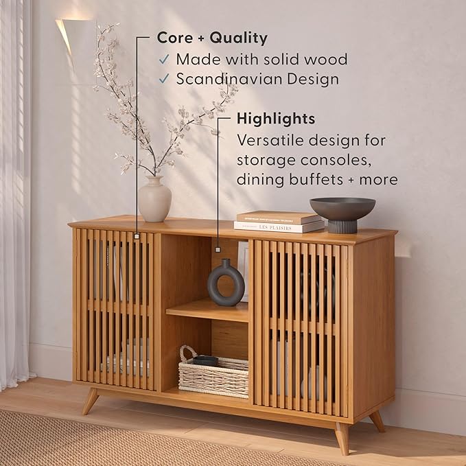Plank+Beam Mid-Century Modern Wood TV Stand, Solid Wood Entertainment Console - Image 4
