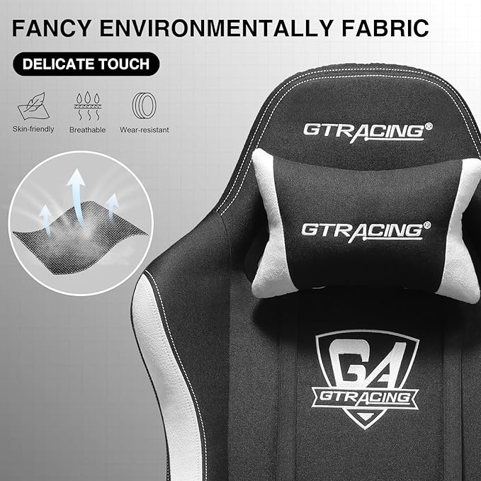 GTRACING Gaming Chair with Footrest, Fabric Breathable Big and Tall Ergonomic - Image 4