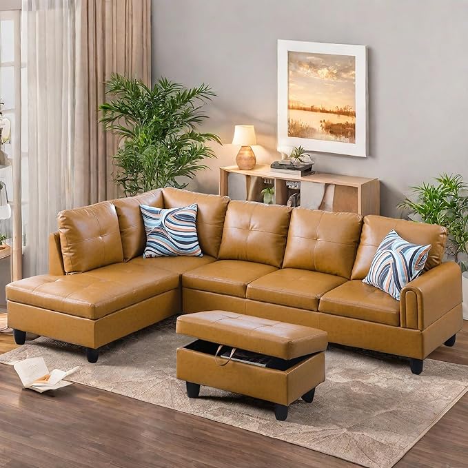 L Shaped Sectional Couches, Leather Couch Modular Sectional Sofa - Image 3