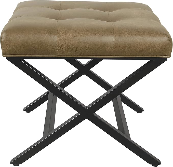 HomePop Home Decor | Modern Tufted Faux Leather Square Ottoman - Image 4