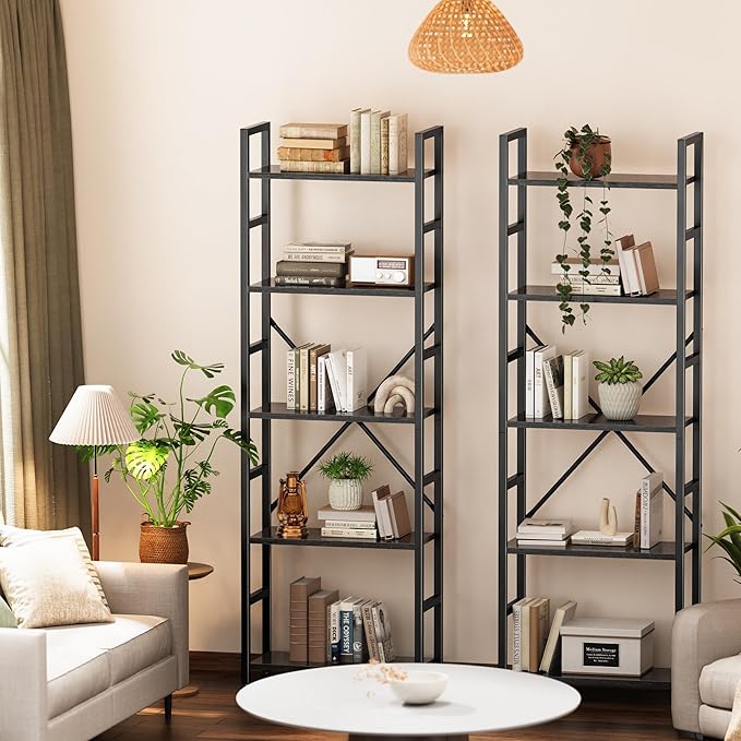 SUPERJARE Triple 5 Tier Bookshelf, Bookcase - Image 8