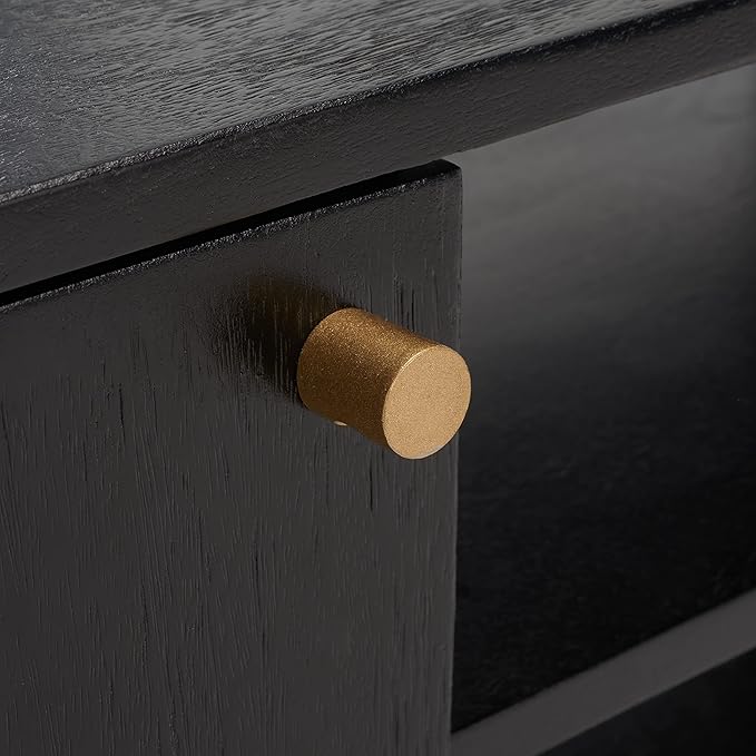 SAFAVIEH Home Collection Errington Black/Gold Accents Solid Wood 2-Shelf Media - Image 7