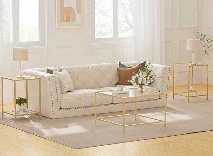 Glass Coffee Table, Modern Square Coffee Table - Image 4
