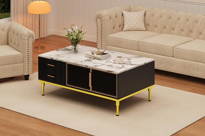 GAOMON Coffee Table for Living Room, Faux Marble Coffee Table by GAOMON