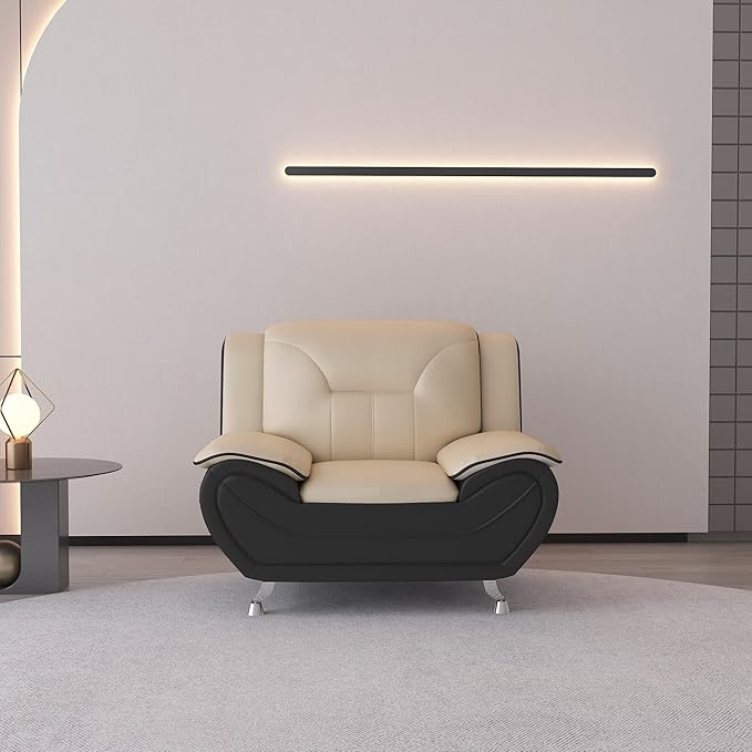Container Furniture Direct Michael Modern Faux Leather Upholstered Stainless - Image 2