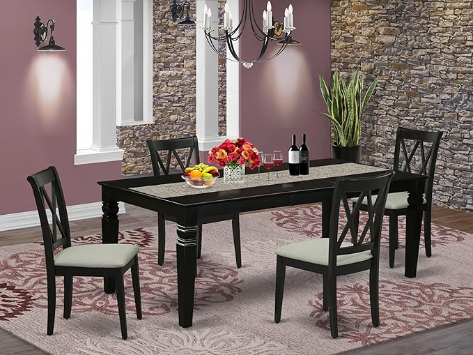 East West Furniture LGCL5-BLK-C 5 Piece Dining Table Set - Image 2