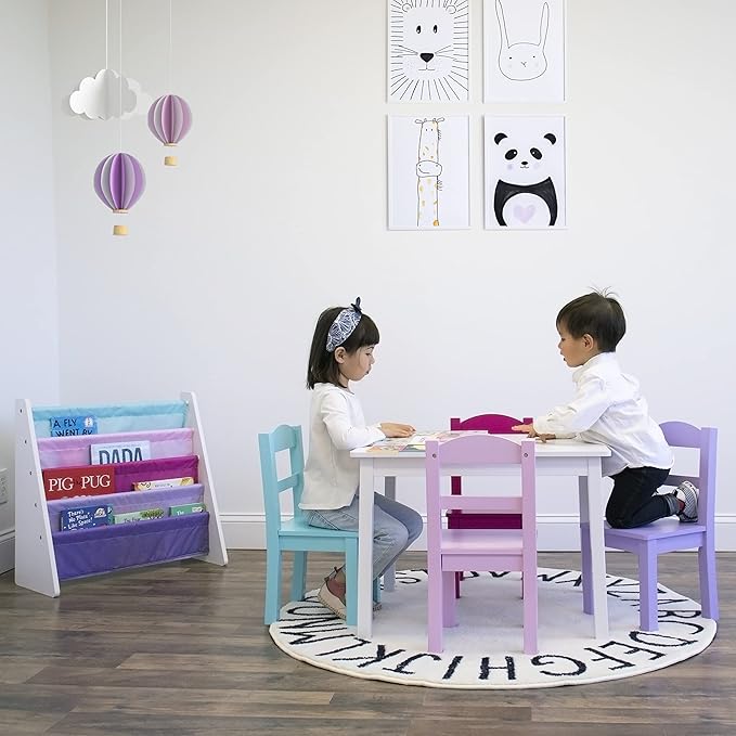 Humble Crew Kids Wooden Table and 4 Chairs Set, and Snack Time - Image 2