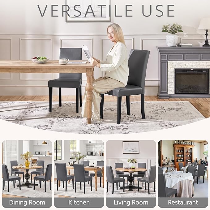 Yaheetech Dining Chairs Set of 6 Faux Leather Modern Dining Room Chairs - Image 9
