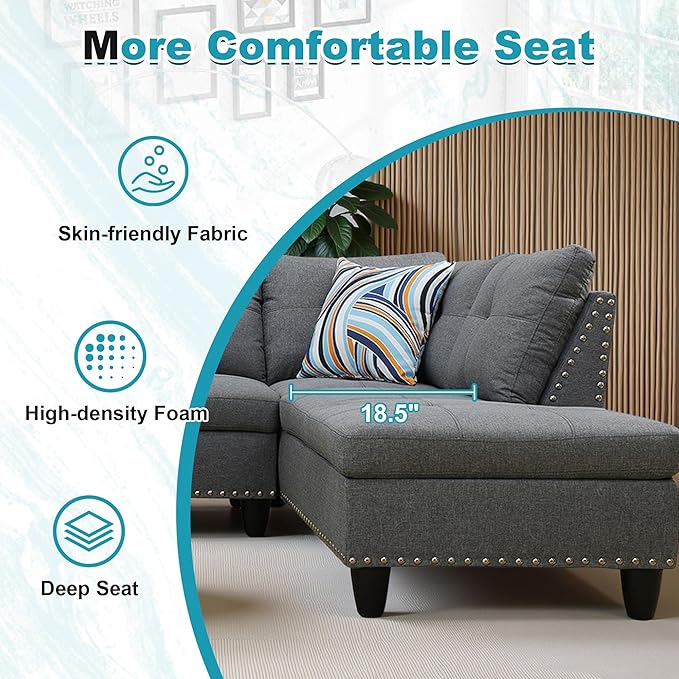 97.5" Oversized Sectional Couch, L Shaped Couch - Image 5