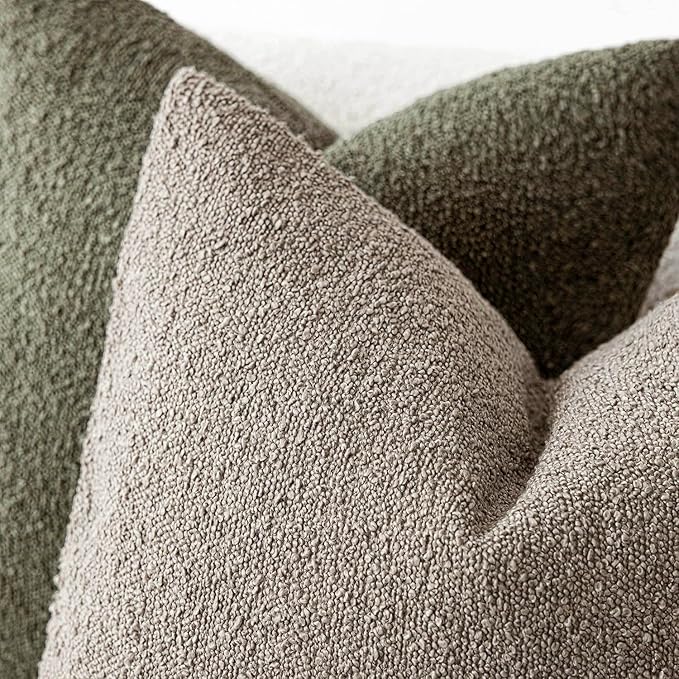 Foindtower Pack of 2 Textured Boucle Throw Pillow Covers Accent Solid Pillow - Image 4