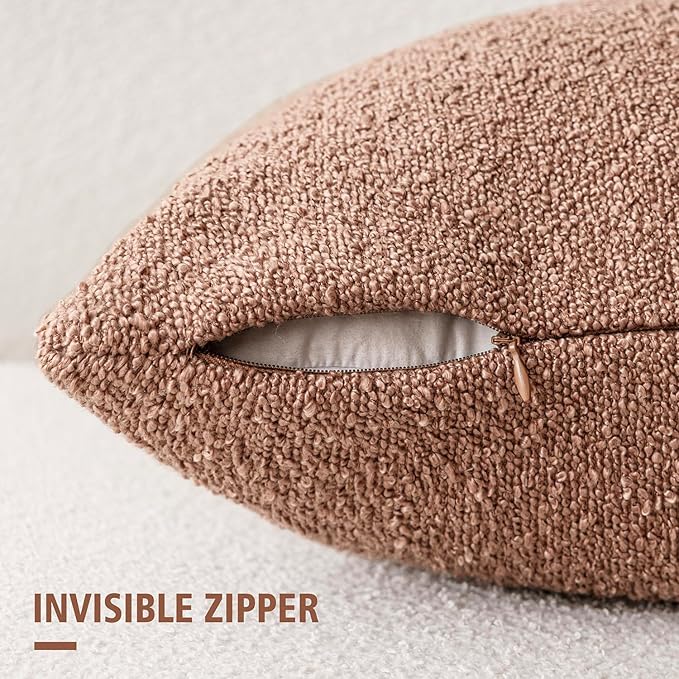 Foindtower Pack of 2 Textured Boucle Throw Pillow Covers Accent Solid Pillow - Image 2