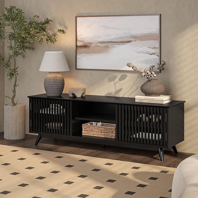 Plank+Beam Mid-Century Modern Wood TV Stand, Solid Wood Entertainment Console - Image 10