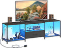 TV Stand with LED Lights, Entertainment Center with Open Shelves and Fabric by JARHETUN