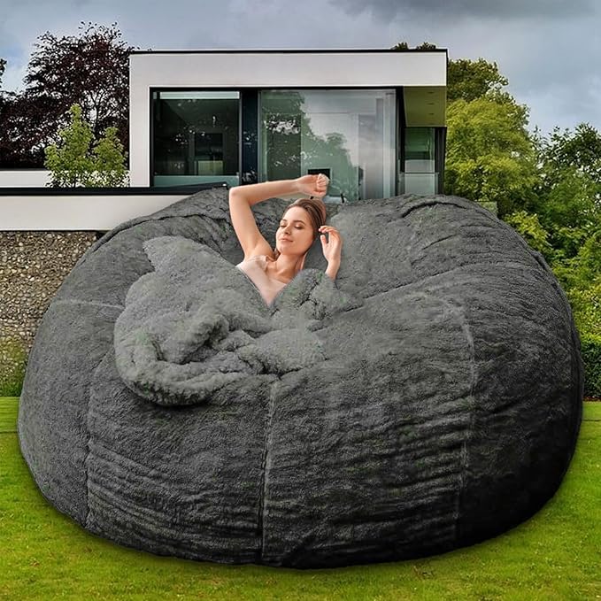 Bean Bag Chair for Adults Kids Without Filling Comfy Fluffy Giant Round Beanbag - Image 8