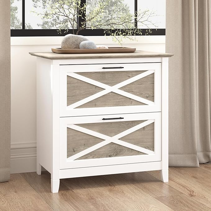 Bush Furniture Key West Lateral File Cabinet, Modern Farmhouse 2 Drawer File - Image 2