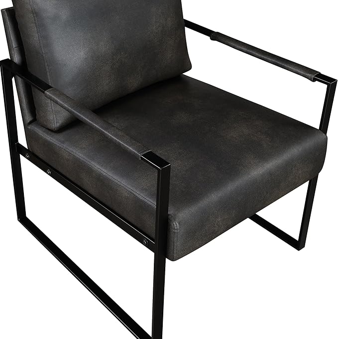 Lexicon Modern Accent Chair, Faux Leather Upholstered Living Room Chair - Image 8