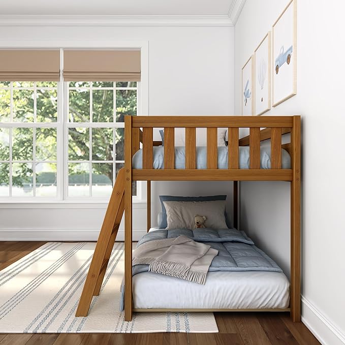 Max & Lily Fundamental Twin Low Bunk Bed, Kids Solid Wood Modern Bed Frame - Image 7