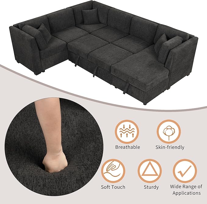 Ball & Cast 108.6" Sleeper Sectional Pull Out Sofa - Image 8