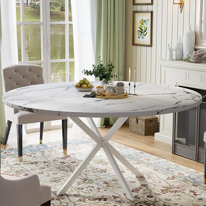 47.24" Round Dining Table for 4-6 Person, Round Kitchen Table - Image 6