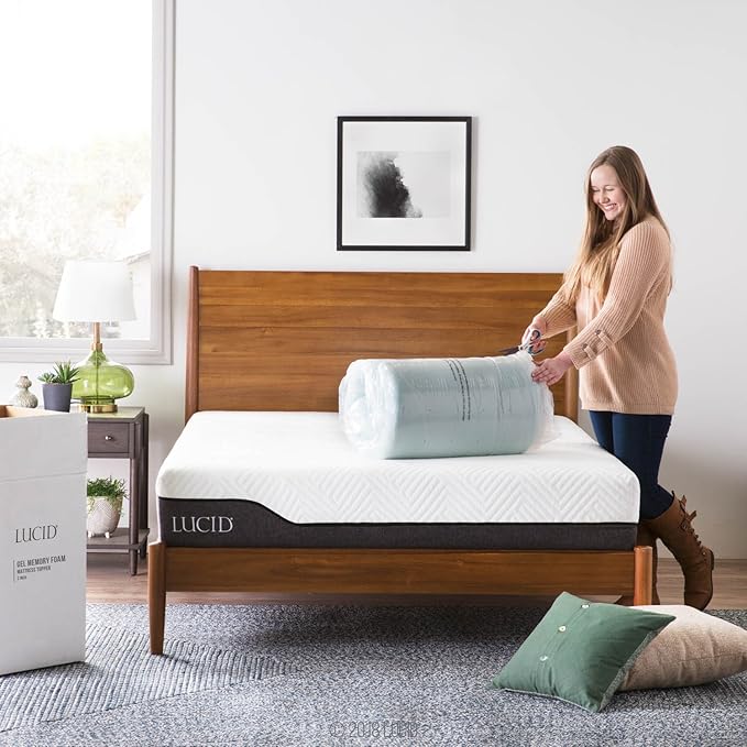 LUCID 2-Inch Ventilated Gel Infused Memory Foam Mattress Topper - Image 6