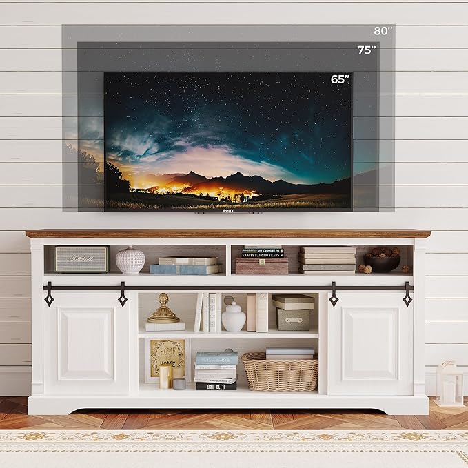 IRONCK Farmhouse TV Stand for 75+ Inch TV, Media Console for Living Room - Image 4
