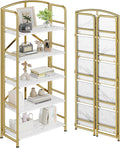 No-Assembly Folding Gold Bookshelf Storage Shelves 5 Tiers Vintage by THKKYHomeOfficeFurniture