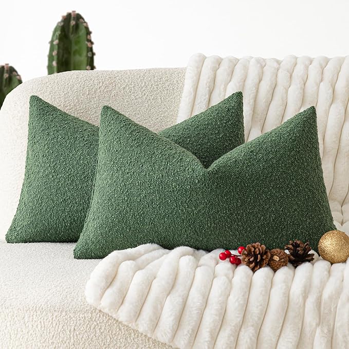 Foindtower Pack of 2 Textured Boucle Throw Pillow Covers Accent Solid by Foindtower