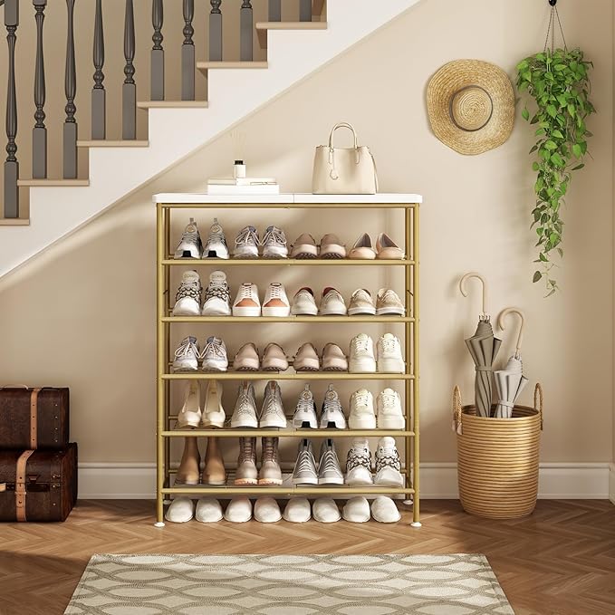 Shoe Rack Organizer 6 Tier for Closet Entryway Free Standing Metal Storage Shoe - Image 4