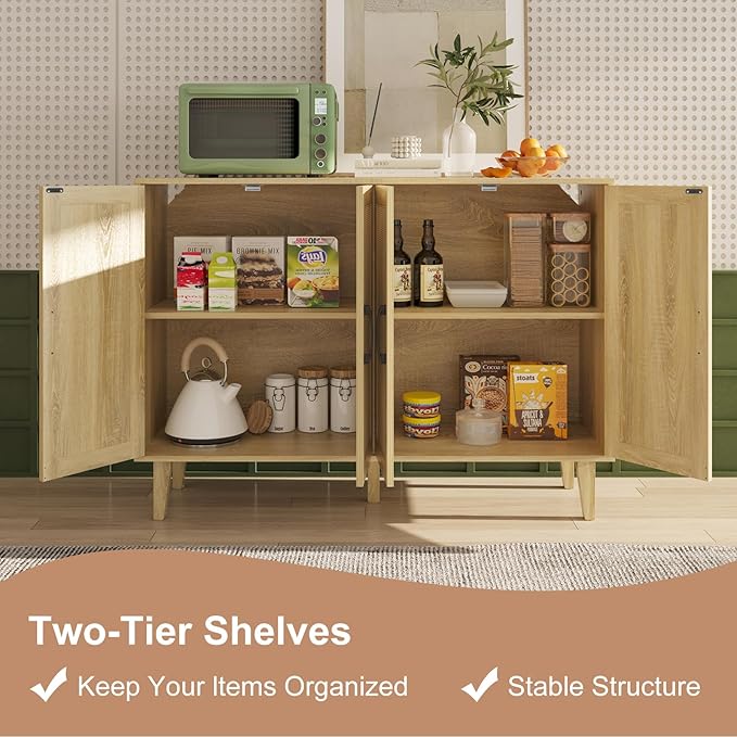 Storage Cabinet with Rattan Trim - Image 4