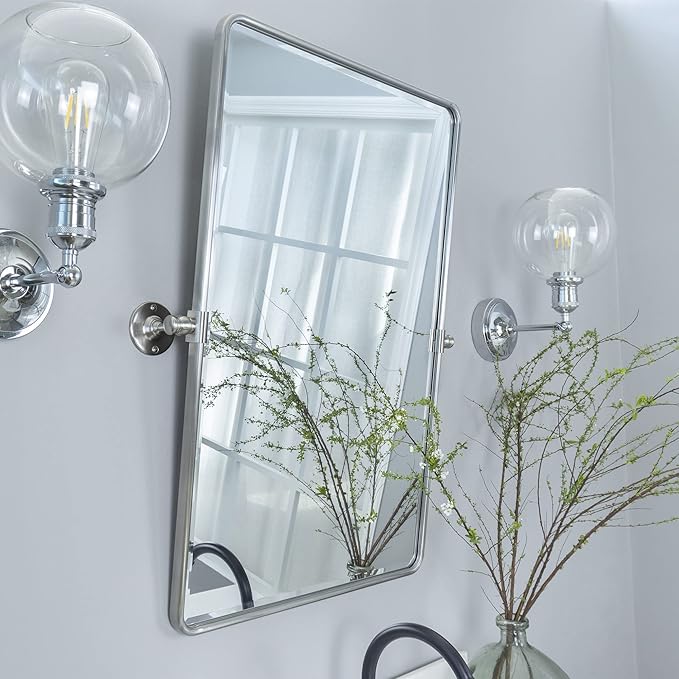 TEHOME 20x30'' Brushed Nickel Pivot Mirror Rectangle Bathroom Vanity Mirror by TEHOME