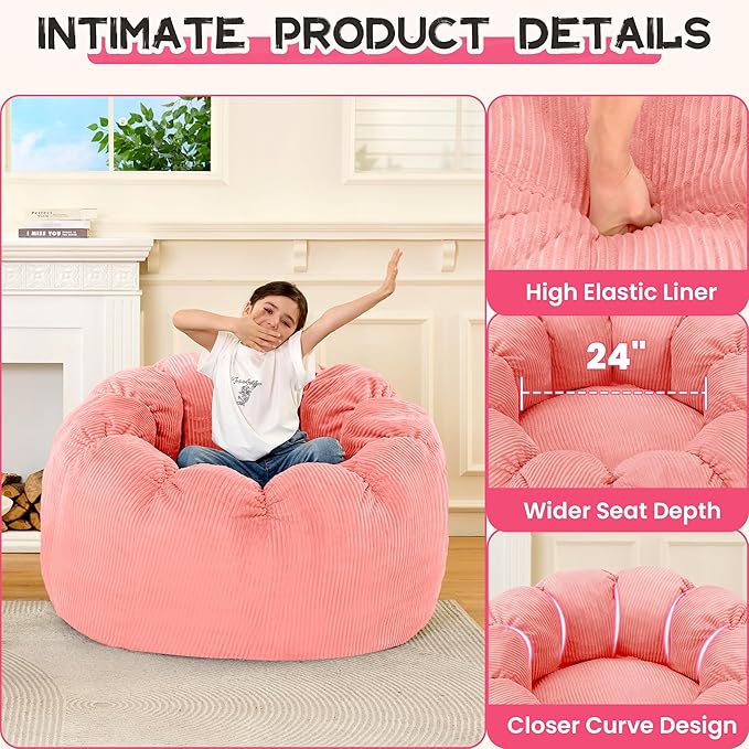 HABUTWAY Giant Bean Bag Chair for Adults/Kids/Teens, Pumpkin Bean Bag Couch - Image 5