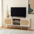 SAFAVIEH Claude TV Stand for up to 65" Flatscreen – Bleached White & Natural by SAFAVIEH