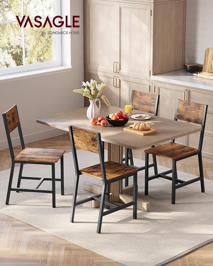 VASAGLE Dining Chair Set of 4, Rustic Wood Chairs - Image 3