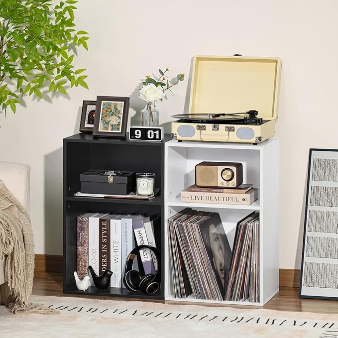 YAHARBO 2 Cube Bookshelf, Horizontal Low Book Shelf, Mini Bookcase - Image 4