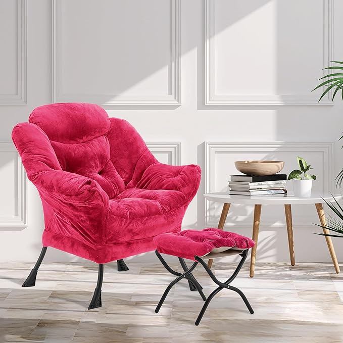 Fabric Lazy Chair with Ottoman, Oversized Upholstered Sofa Chair - Image 2