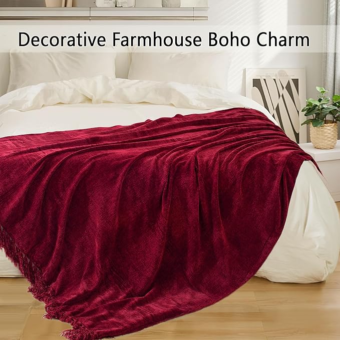 Chenille Throw Blanket for Couch 50"X 60", Soft Cozy Throws - Image 5