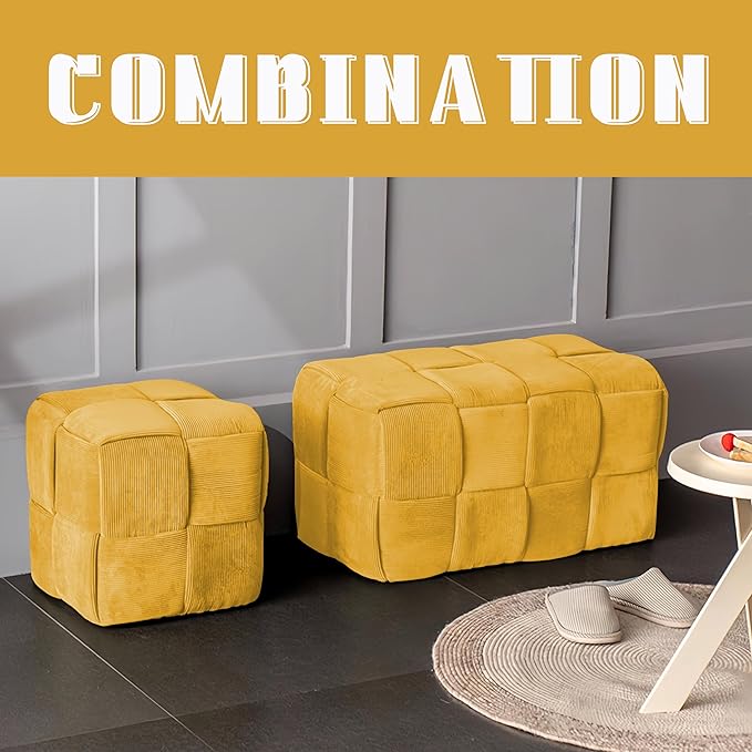 Ottoman Foot Rest Soft and Comfortable Ottoman Square Corduroy Woven Design - Image 4