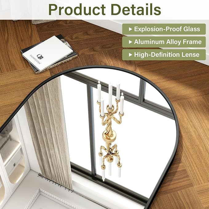 32"x48" Arched Bathroom Mirror - Image 6