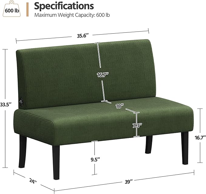 Yaheetech Small Mini Sofa Couch Armless Loveseat Futon - Image 3