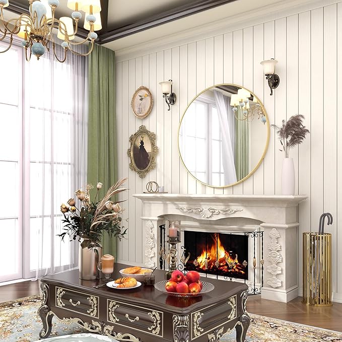 BEAUTYPEAK 18 Inch Round Mirror, Metal Frame Circle Mirror, Wall Mounted by BEAUTYPEAK