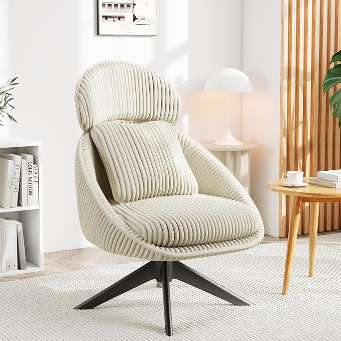 Furniliving Modern Accent Chair Upholstered Swivel Desk Chair - Image 3