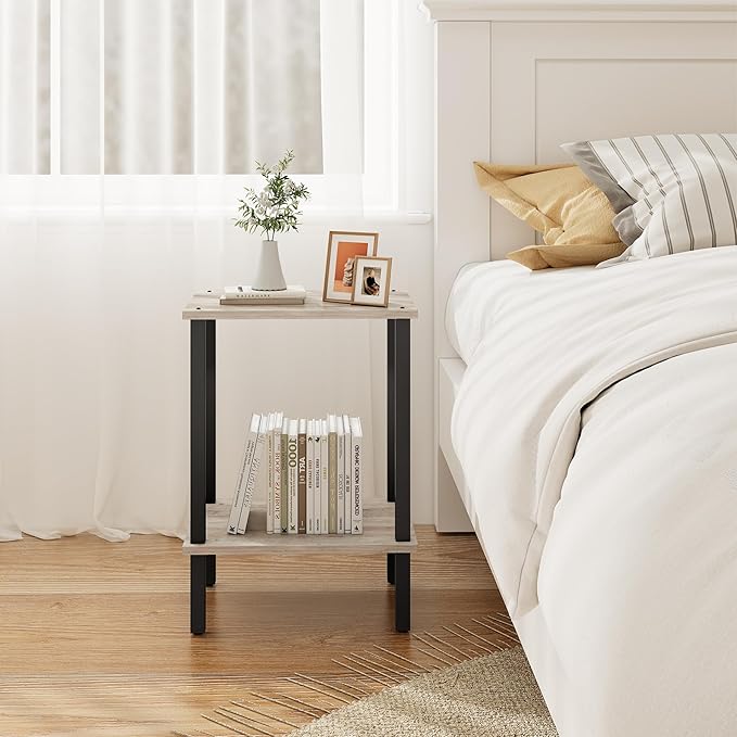 TUTOTAK End Table, Side Table, Nightstand, 2-Tier Storage Shelf, Sofa Side Table - Image 5