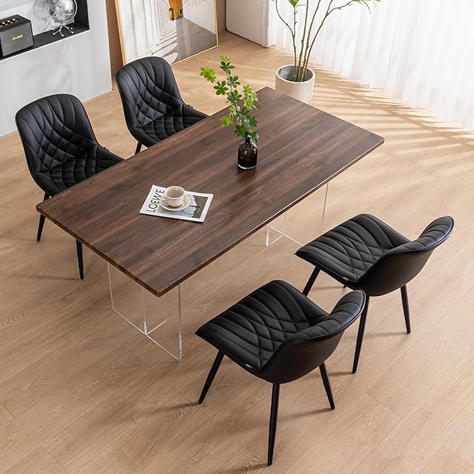 YOUNUOKE Black Dining Chairs Set of 2 Modern Upholstered Kitchen Chair - Image 9