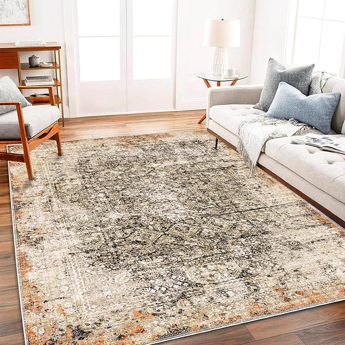 Area Rug 10'x14' Washable Vintage Traditional Mat Distressed Indoor Foldable - Image 3