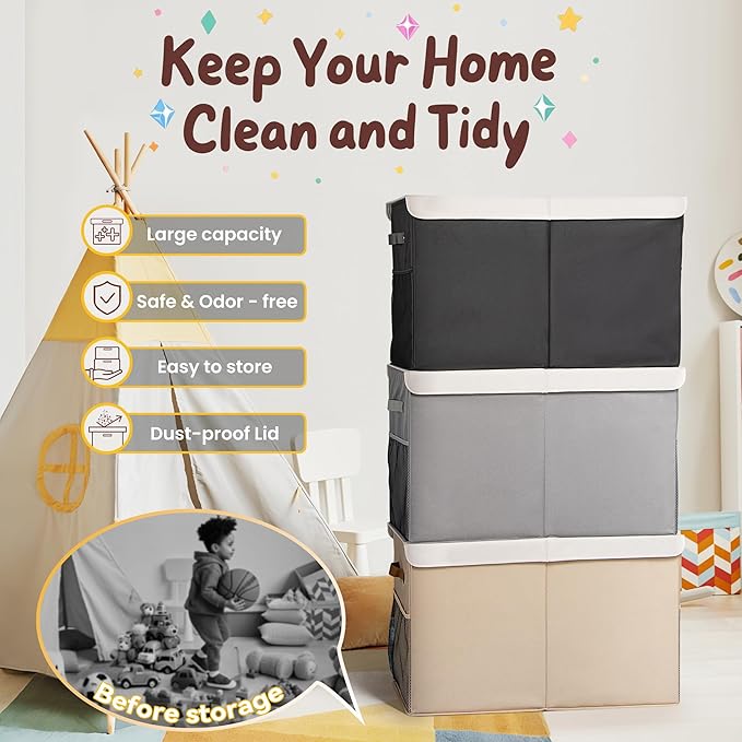 80L Large Toy Storage Box with Lid, Large Toy Box Chest - Image 6