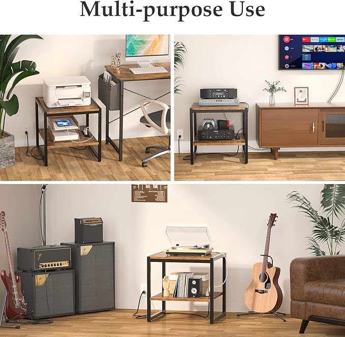 Homieasy End Table with Charging Station, 20 Inch Mini Fridge Stand with 2-Tier - Image 9