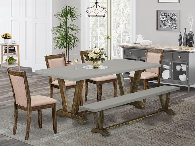 East West Furniture V797MZ716-6 6 Piece Kitchen Table Set Contains a Rectangle - Image 2