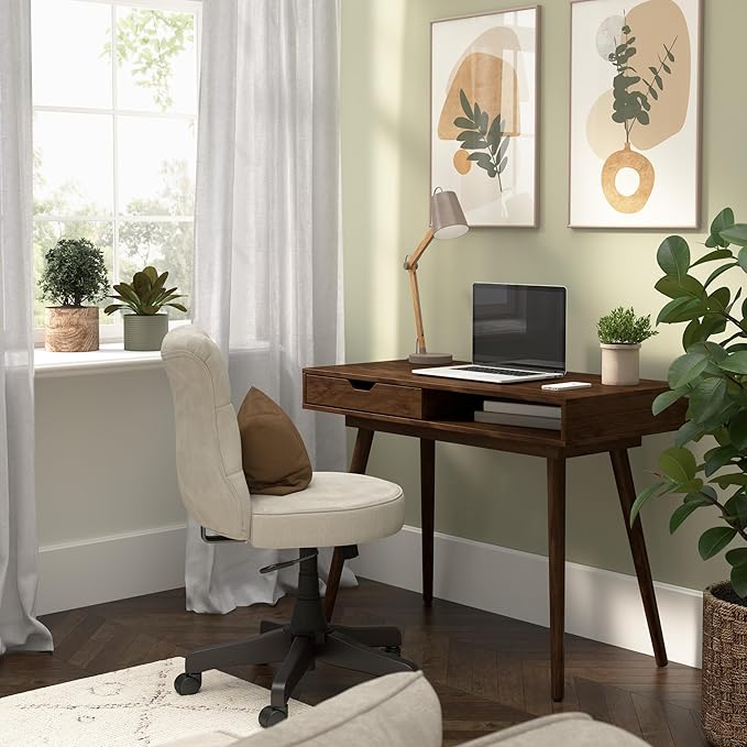 Bush Furniture Nora 40W Writing Desk in Dark Walnut | Computer Table - Image 2