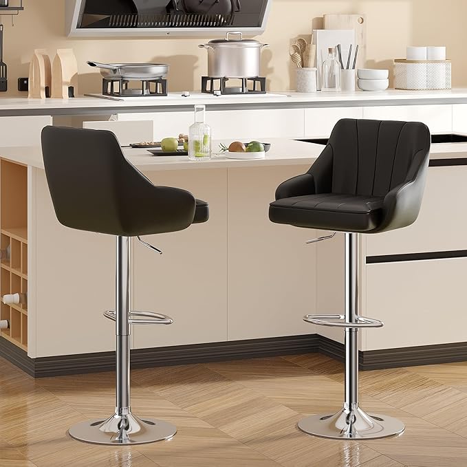 VECELO Bar Stools Set of 2, Adjustable Barstools, Counter Height Stools - Image 2