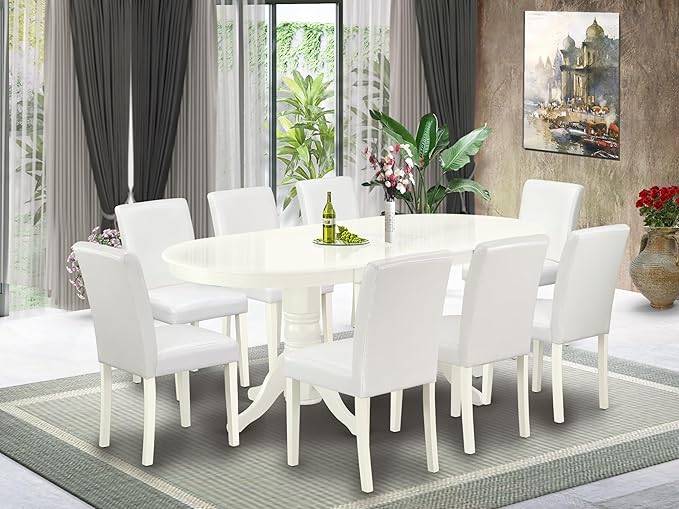 East West Furniture VAAB9-LWH-64 9 Piece Modern Dining Table Set Includes an - Image 2
